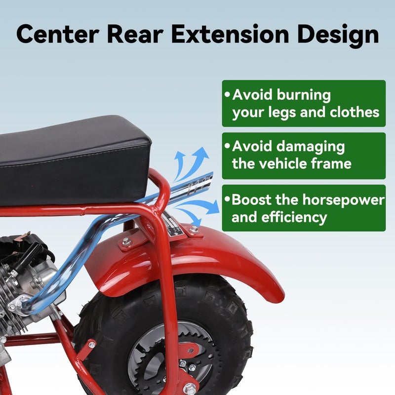 XIKOBY Upgraded Center Rear Exit Exhaust Pipe Compatible with Predator 79cc 98cc 99cc 3.0HP 154F Engine Mini Bike Coleman CT100U Massimo MB100 F-RP GMB100 Rascal Lite Parts Silver - Image 3